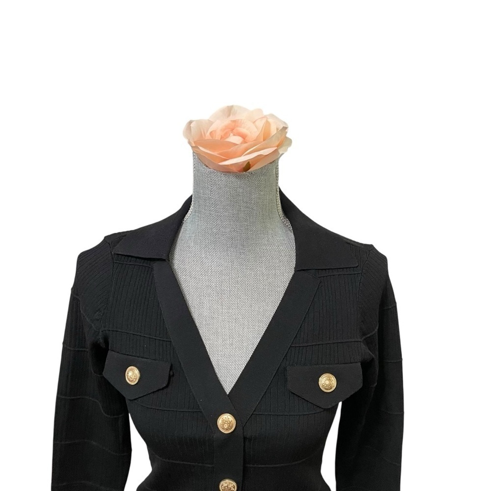 MAEVE By Anthropologie Collared Cardigan Sweater Women's Size XXS Black - Picture 6 of 13